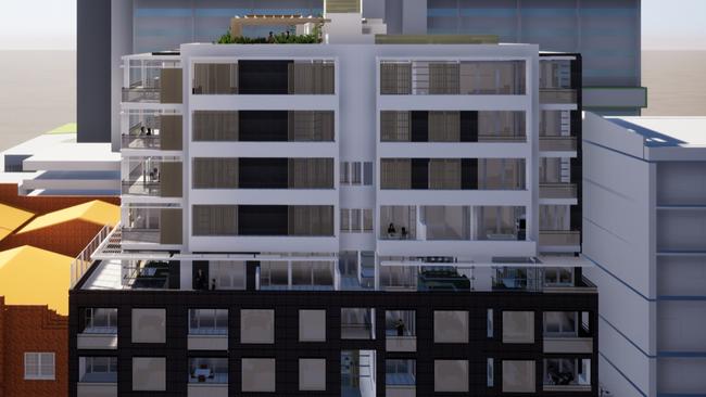 Artist impression depicting the external appearance of the building. A 10-storey building with 41 apartments will be built in the heart of Manly. Picture: supplied