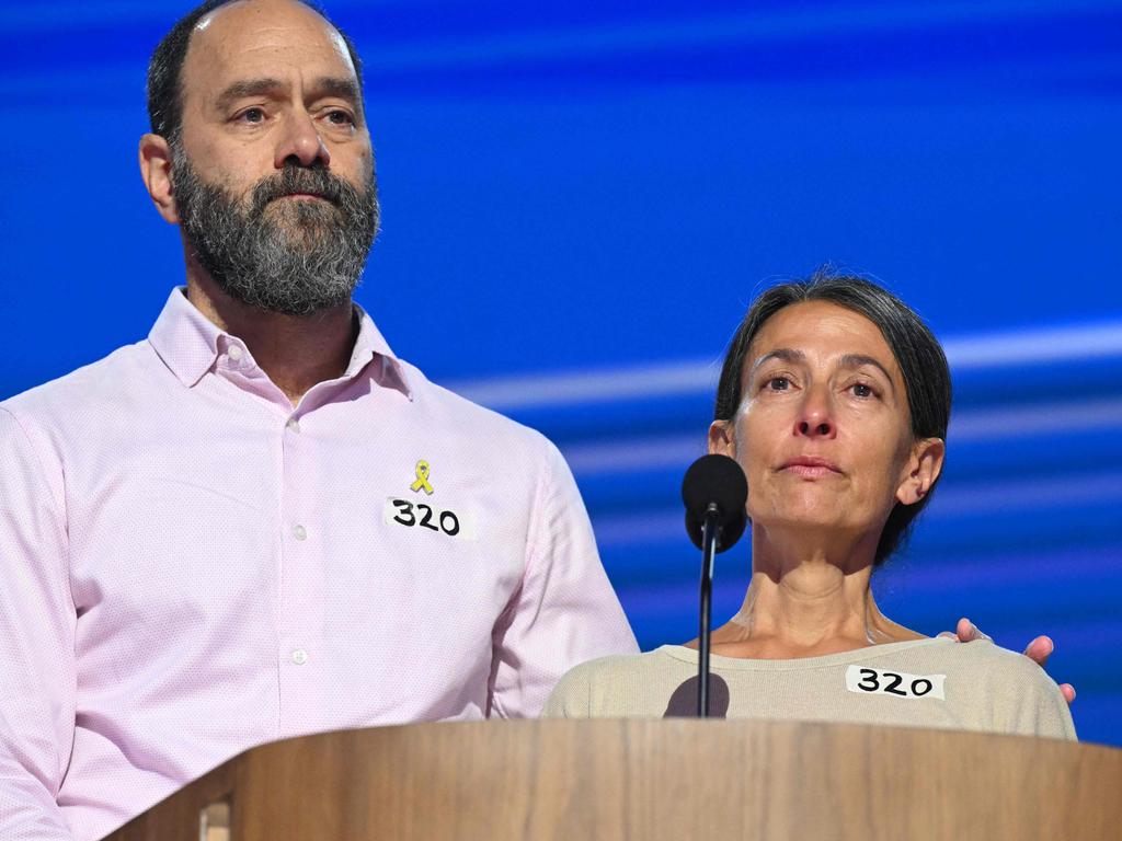 Jon Polin and Rachel Goldberg, parents of Hersh Goldberg Polin who is among the six hostages who have been confirmed dead, after their bodies were found in a Gaza tunnel. Picture: Saul Loeb/AFP