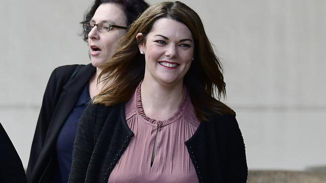 Greens Senator Sarah Hanson-Young arrives at the Federal Court today. Picture: AAP