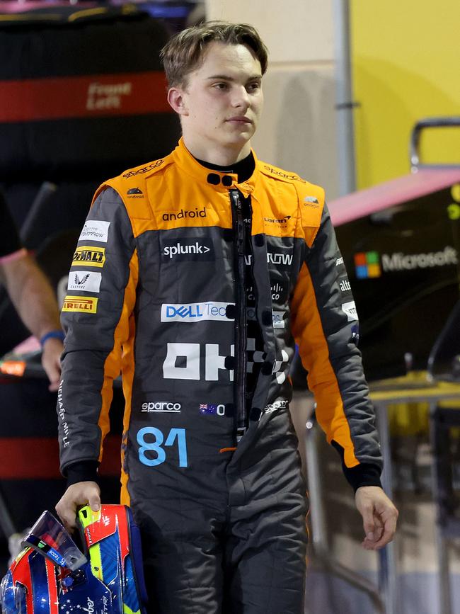 Oscar Piastri in the pits at the Bahrain Formula One Grand Prix in Sakhir on March 4. Picture: AFP