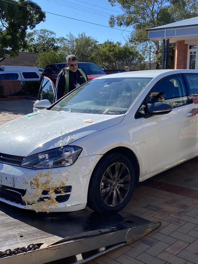 Elderly man crashes into a Lilli Pilli bakery at about 10am this morning. Picture: Supplied