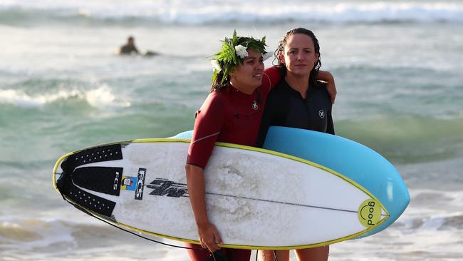 GOLD COAST, AUSTRALIA - JULY 11: Surfers paddle out in memory of Alex 'Chumpy' Pullin on July 11, 2020 in Gold Coast, Australia. Australian Winter Olympic Games Snowboarder Alex 'Chumpy' Pullin died on Wednesday 8 July in a drowning accident while spearfishing at Palm Beach on the Gold Coast, aged 32. (Photo by Chris Hyde/Getty Images)