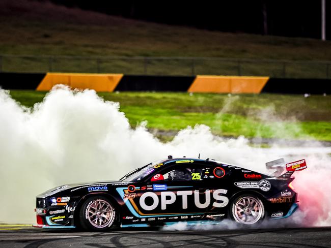 Chaz Mostert wins after one of his victories in a clean sweep at the Sydney SuperNight. Picture: Mark Horsburgh/EDGE Photographics