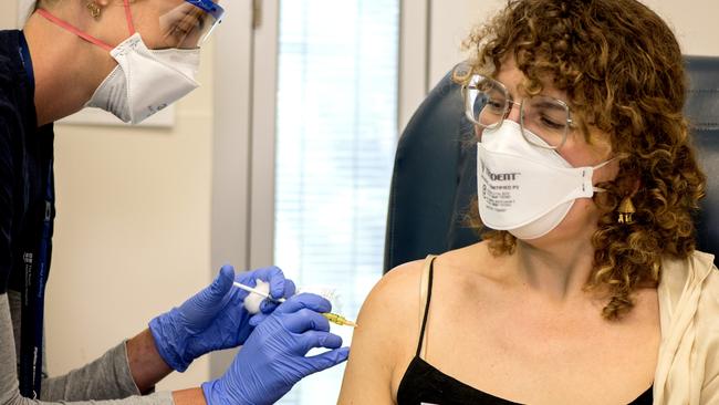 THE first doses of two Melbourne-made Covid vaccine candidates have been administered in a trial aiming to give the world improved protection against the illnessTrial nurse Hayley gives Jennifer a vaccinationPicture: Supplied