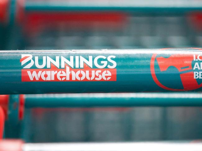The logo of Wesfarmers Ltd.'s Bunnings Warehouse is displayed on shopping trolleys at a store in Sydney, Australia, on Thursday, July 28, 2011. Revenue at Bunnings, Australia's largest home improvement chain, rose 6.1 percent to A$1.6 billion, Perth-based Wesfarmers said in a statement today. Photographer: Ian Waldie/Bloomberg