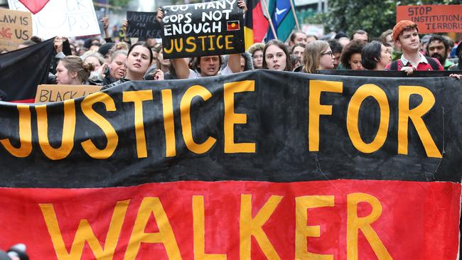 Kumanjayi Walker supporters protest in Melbourne in 2019. Picture: File