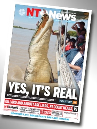 ’Yes, its real’. Many couldn’t believe a croc the size of Brutus was real. The NT News put all the rumours to rest with this front page.