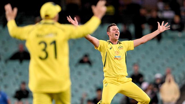 Josh Hazlewood stepped in as captain in the second ODI against England. Picture: AFP Images