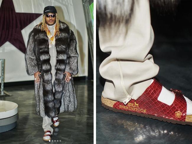 Rap star Future models a pair of MSCHF’s stupidly-expensive-and-that’s-the-point ‘Birkinstocks’. Picture: Instagram/Future