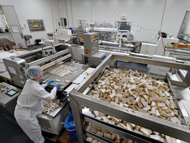 Nougat production at West Gosford on Tuesday July 17th. The Factory (a chocolate factory) is the manufacturing & retail hub of Bon Bon Fine Chocolate & officially opens to the public at West Gosford this weekend. (AAP IMAGE / Troy Snook)