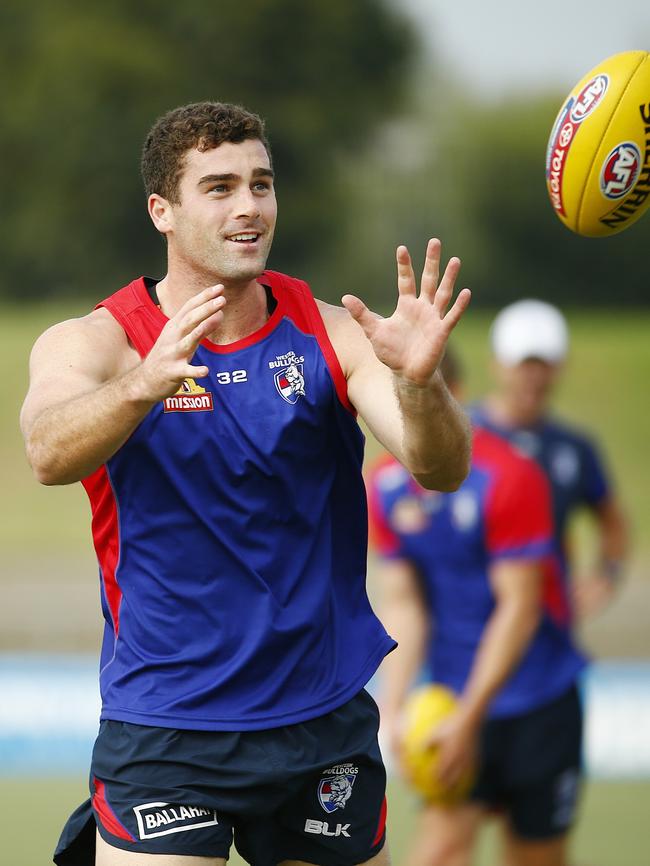 Kieran Collins at Western Bulldogs training. Picture: Colleen Petch.