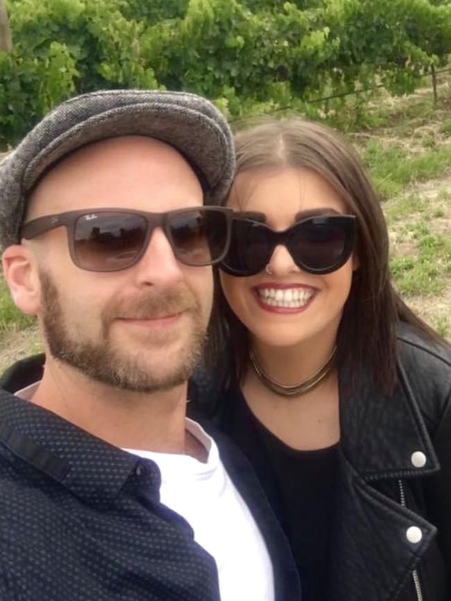 Stabbing victim Ashlee Byrne with her former fiance Andrew Shearing. Picture: Supplied by family