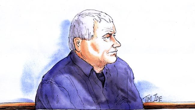 WARNING HIS NAME HAS BEEN SUPPRESSEDArtwork - Stephen Chowis in Port Adelaide Magistrates Court where he is facing murder charges over the death of his wife 13 Jul 2005./Court/cases/Chowis