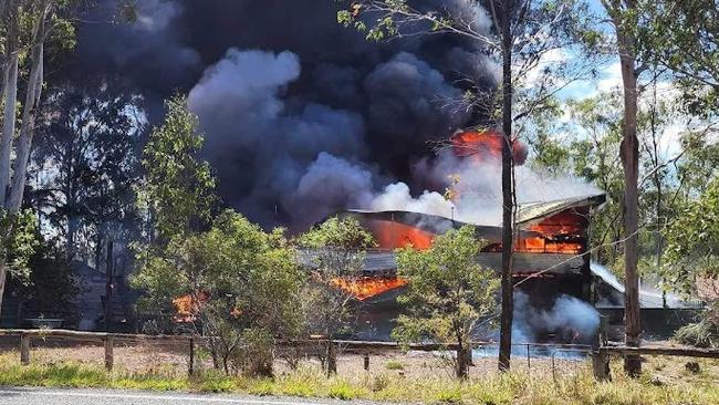 A house has been engulfed in flames at Yerra.