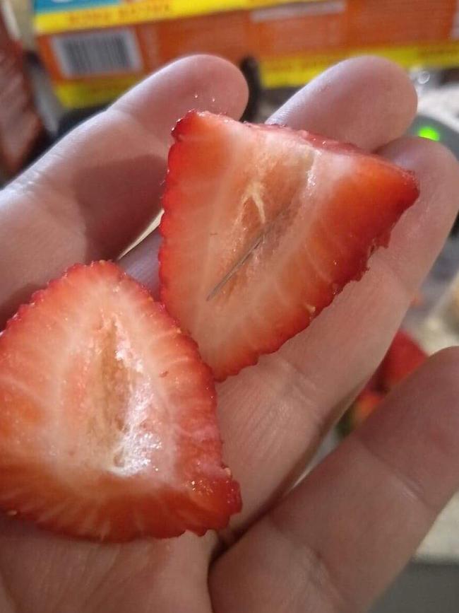 The strawberry that was bought from Adelaide Fresh Fruiterers shop at Main South Road, Morphett Vale and cut open by the mother of a toddler.