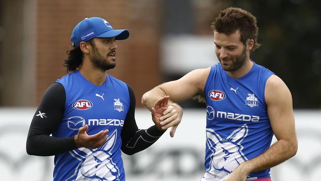 Aaron Hall (left) was a huge injury risk. Picture: Darrian Traynor/Getty Images