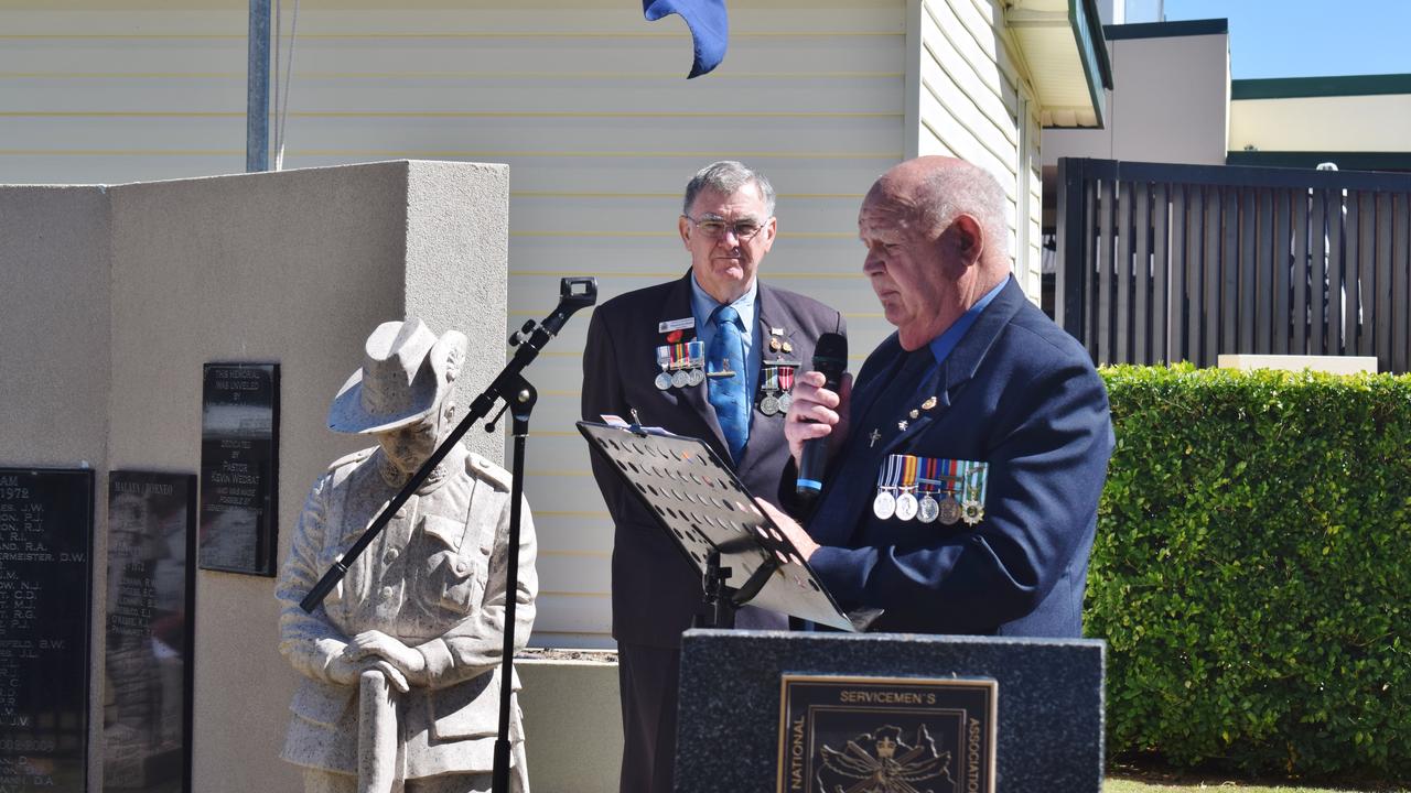 LEST ME FORGET: Mr Travis speaking at the Chinchilla RSL Sub Branch on Vietnam Veterans Day, August 17 2020. Pic: Peta McEachern