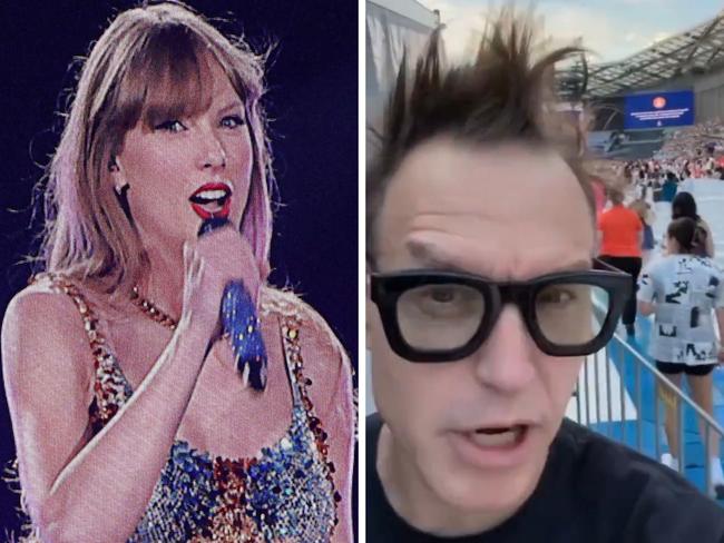 Mark Hoppus trolls Swifties in Sydney.