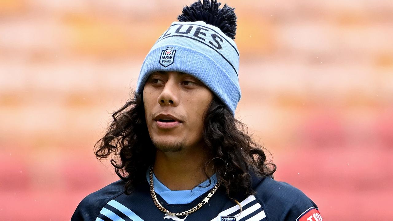BRISBANE, AUSTRALIA - JULY 12: Jarome Luai during a New South Wales Blues State of Origin training session at Suncorp Stadium on July 12, 2022 in Brisbane, Australia. (Photo by Bradley Kanaris/Getty Images)