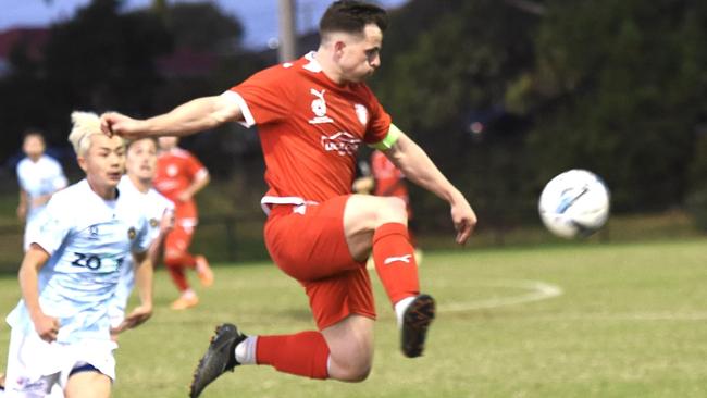 Kingston City captain Daniel Bennett controls the ball. Picture: Kingston City FC