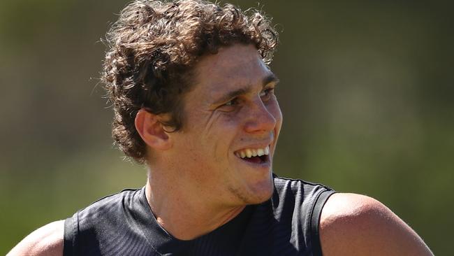 Injured Blue Charlie Curnow is playing a big pre-season role at Carlton. Picture: Getty Images