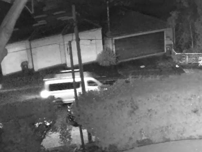 The van seen in the street before and after the house fire. Picture: NSW Police