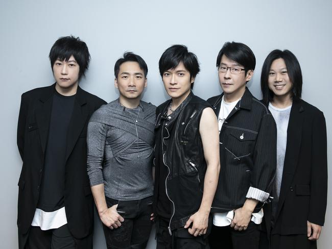 ***EXCLUSIVE FOR THE AUSTRALIAN ONLY***Taiwanese rock band Mayday, in a promotional photograph ahead of a concert at Sydney's Accor Stadium to be held on February 22, 2025. L-R: Ashin, Stone, Monster, Guan You and Masa. Picture: B'in Music / supplied