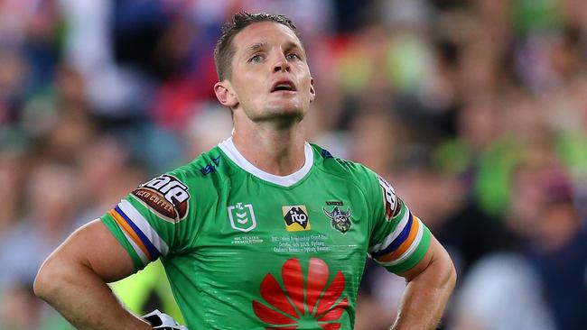 SYDNEY, AUSTRALIA - OCTOBER 06: Jarrod Croker of the Raiders looks dejected during the 2019 NRL Grand Final match between the Canberra Raiders and the Sydney Roosters at ANZ Stadium on October 06, 2019 in Sydney, Australia. (Photo by Jason McCawley/Getty Images)