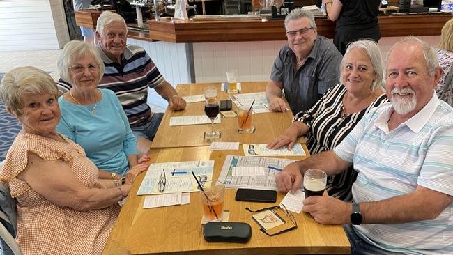 Melbourne Cup in Port Macquarie: Adele Brooks, Lyn Walsh, John Curries, Mick Walsh, Dianne Coote and Glenn Coote at Settlers Inn.