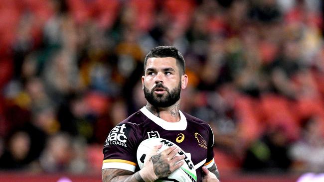 BRISBANE, AUSTRALIA – APRIL 28: Adam Reynolds of the Broncos during the warm up before the round nine NRL match between Brisbane Broncos and South Sydney Rabbitohs at Suncorp Stadium on April 28, 2023 in Brisbane, Australia. (Photo by Bradley Kanaris/Getty Images)