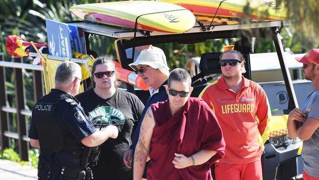 Emergency services on scene at First Bay, Coolum Beach where a women has been pulled from the surf. Photo Patrick Woods