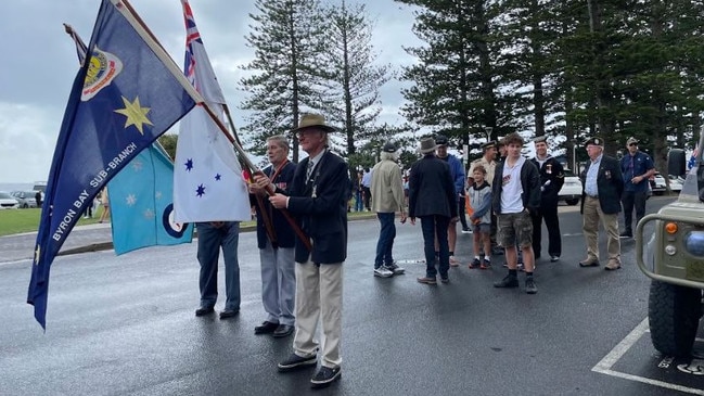 The midmorning March at Byron Bay on Anzac Day. Picture: Savannah Pocock