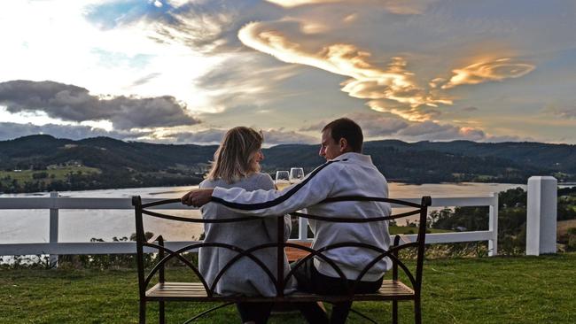 The scenic views from Tasmania’s Villa Talia. Picture: Zak Simmonds