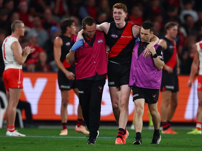 Lewis Hayes was subbed out after an impressive start on debut. Picture: Morgan Hancock/Getty Images