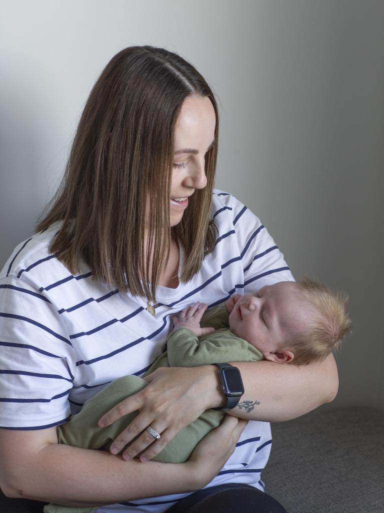 During her scheduled C-section, Mrs Hatswell’s spinal block failed to work meaning she had to be put under a general anaesthetic. Picture: Brett Hartwig