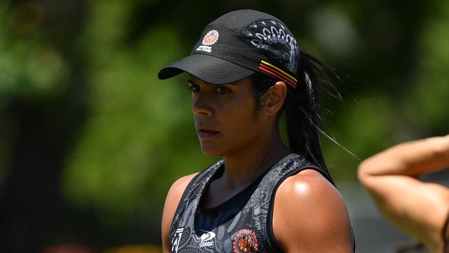 Tully product Kimberley Hunt trains with the Indigenous All Stars women's team ahead of Friday's game. Picture: NRL Images