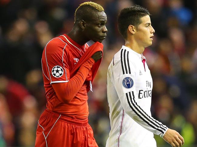 LIVERPOOL, ENGLAND - OCTOBER 22: Mario Balotelli of Liverpool walks off at half time during the UEFA Champions League Group B match between Liverpool and Real Madrid CF on October 22, 2014 in Liverpool, United Kingdom. (Photo by Alex Livesey/Getty Images)