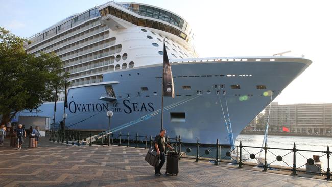 Cruise ship Ovation of the Seas in Sydney after the tragic events on White Island, New Zealand. Picture: Rohan Kelly