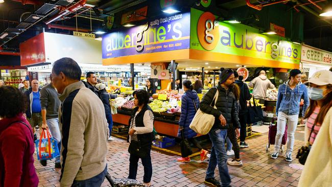 Shoppers at the Adelaide Central Market. Picture: Brenton Edwards