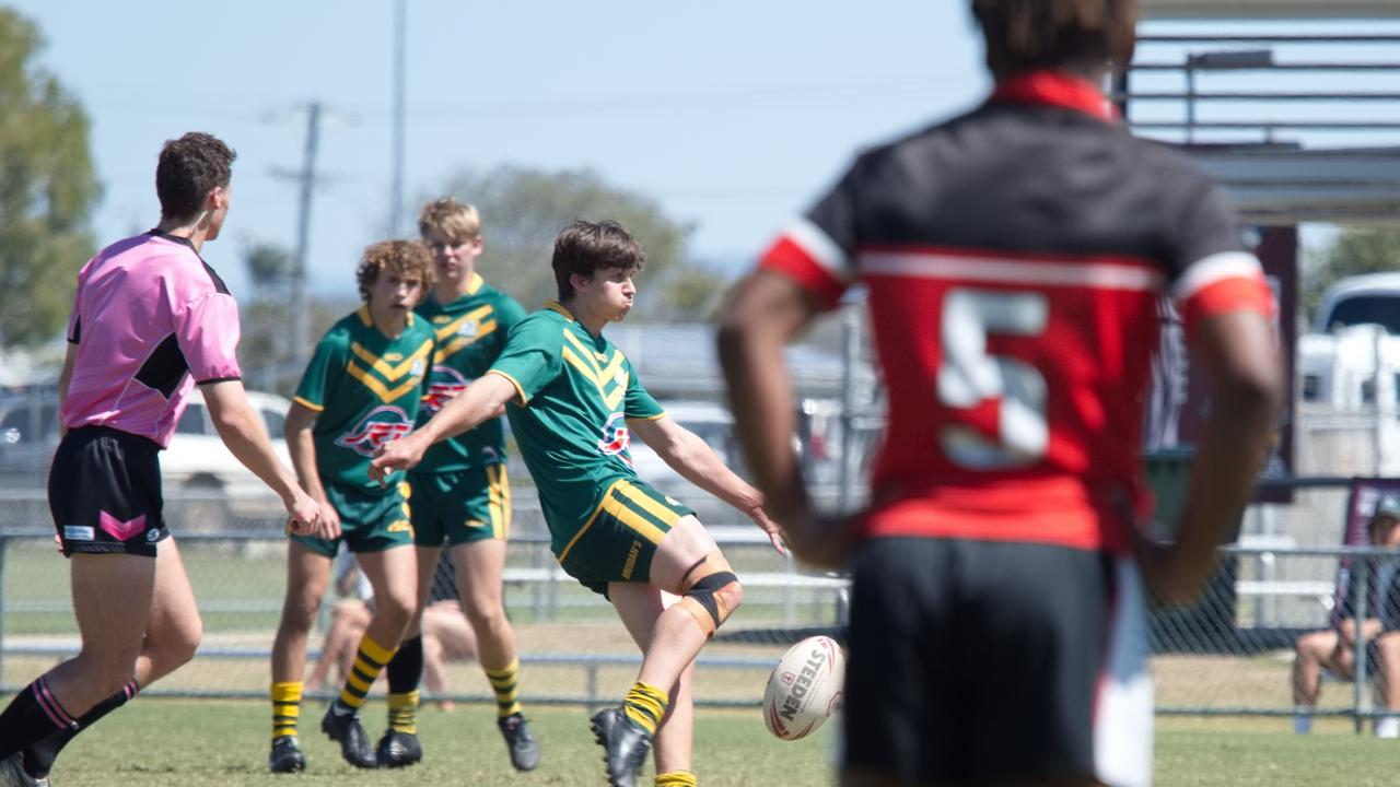 Ignatius Park College and Kirwan State High School teams take on St Brendanâ€™s College Yeppoon teams in Queensland state rugby league semi finals at Mackay on Wednesday, August 24, 2022.