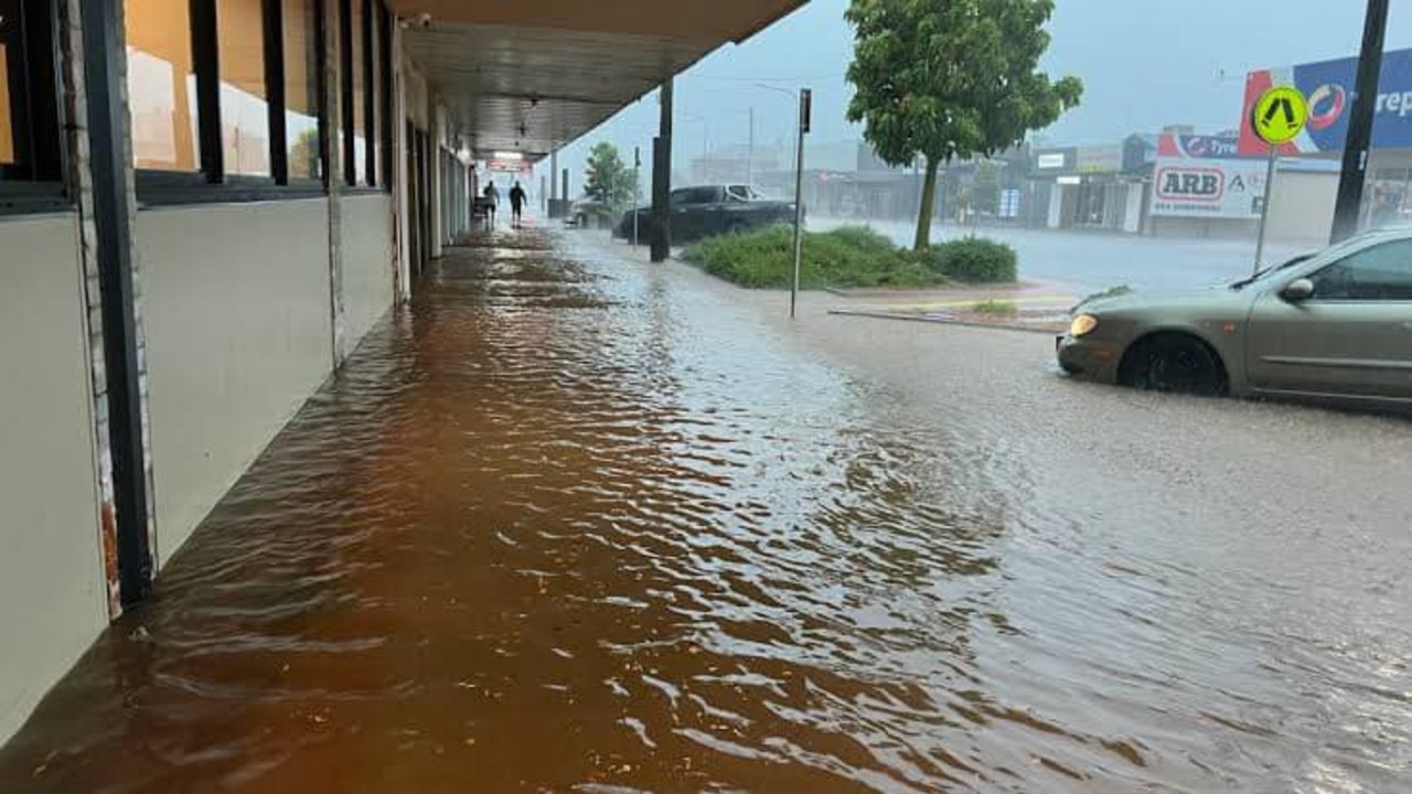 A flooded footpath in the centre of Kingaroy in the South Burnett. Photo: Kingaroy Chamber of Commerce