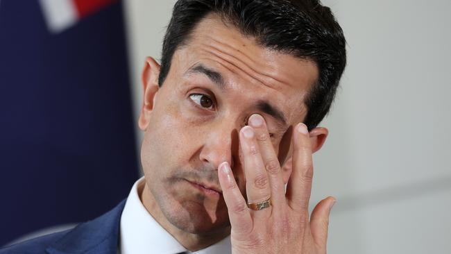 Premier David Crisafulli, during a media conference, Brisbane. Picture: Liam Kidston