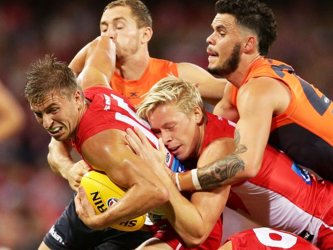 Kieren Jack is challenged during Saturday night’s Battle Of The Bridge clash in Sydney. Picture: Getty Images