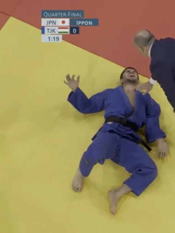 Emomali was left in tears on the mat