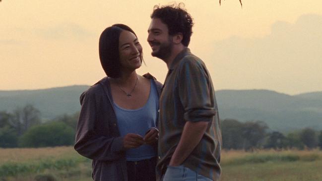 Teo Yoo and Greta Lee in a scene from the Korean film Past Lives.