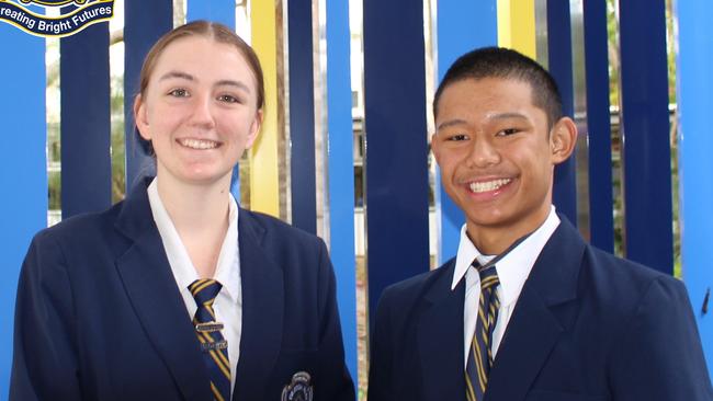 Everton Park State High School school captains Ellen Lever and David Dah. Picture: Contributed