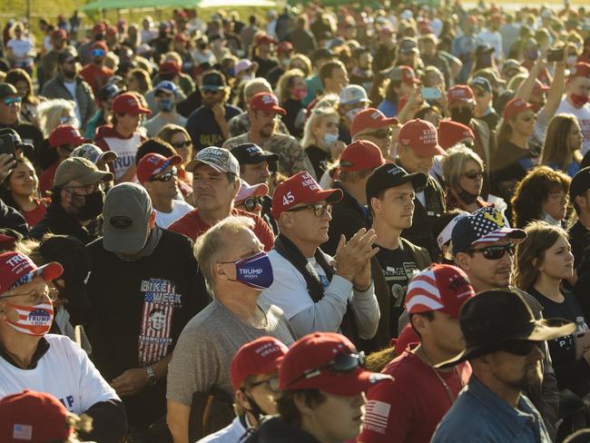 A crowd of thousands waits for Donald Trump at a rally in Hickory, North Carolina. Picture: Angus Mordant