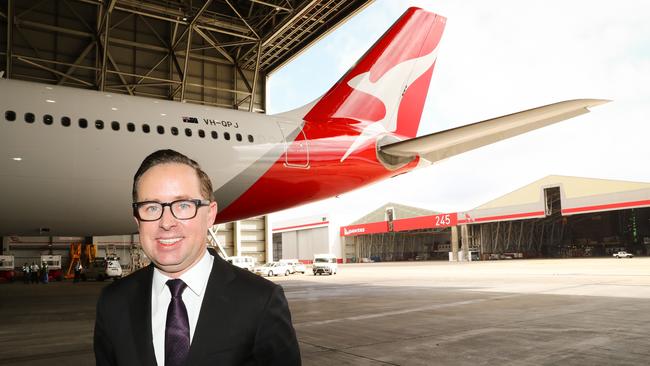 Qantas CEO Alan Joyce unveils Qantas’s new livery last week. Pic: Renee Nowytarger