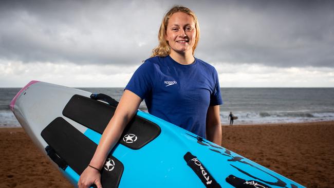 Emily Doyle is training alongside some of the best surf life saving talent in the country at Newport. Picture: Julian Andrews