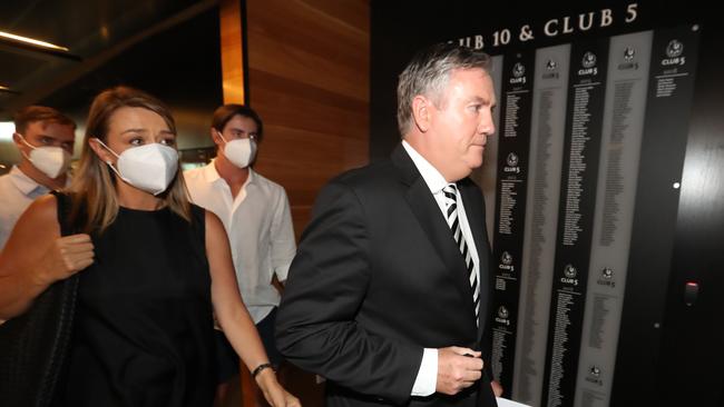 Outgoing Collingwood president Eddie McGuire moments before announcing his resignation. Picture: Alex Coppel